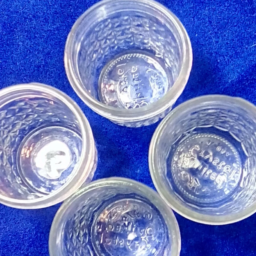 4 Vintage Quilted Crystal Bottom Embossed